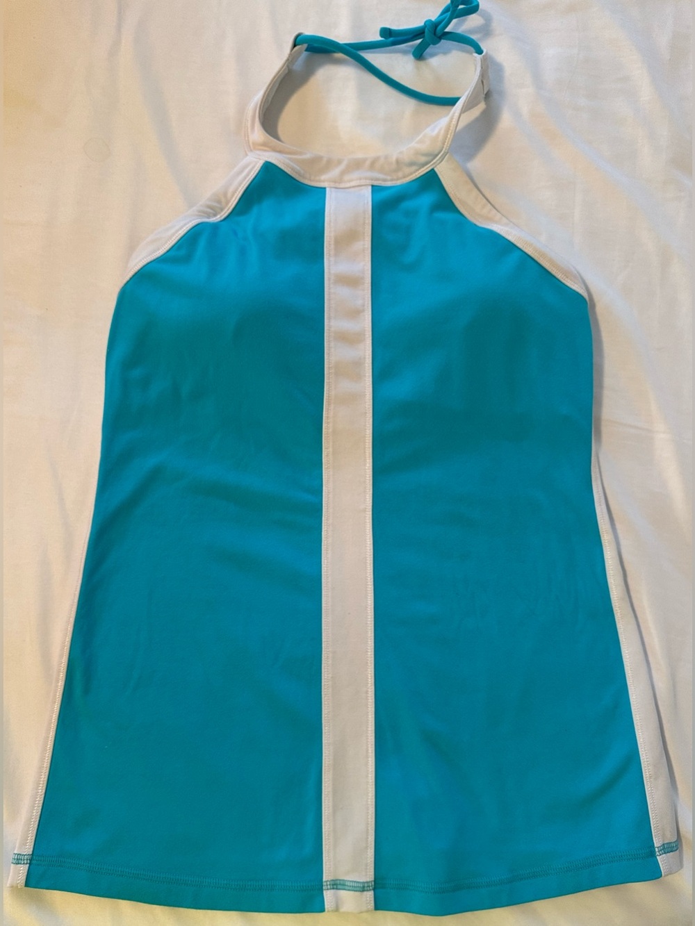 Women’s Halter Tank Top in Teal with Cream Trim